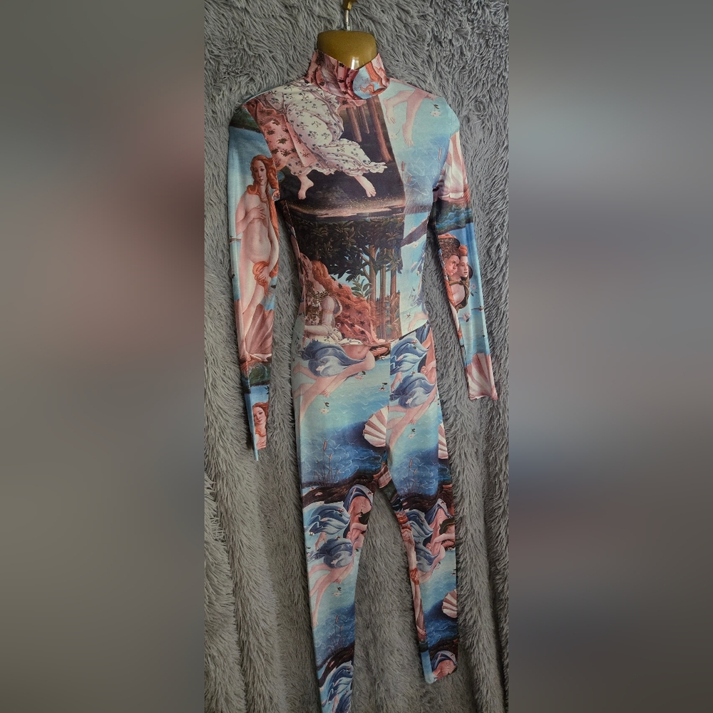 Art Print Long Sleeve Jumpsuit - Picture 4 of 9
